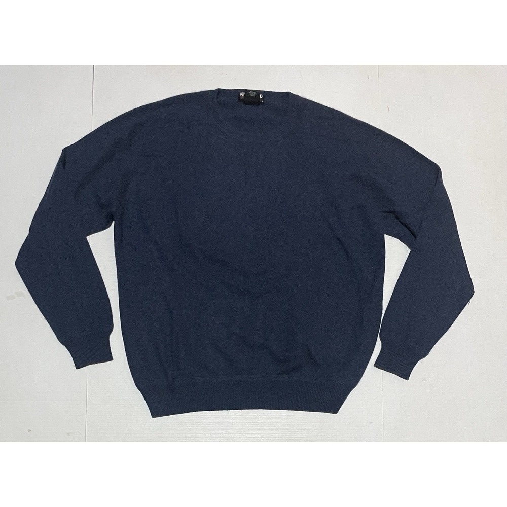 Kirkland Signature 100% Cashmere Sweater Mens Large Navy Crew Neck‎ Pullover